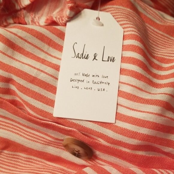 NWT Sadie & Love Striped Cropped Button Down top L - Picture 5 of 5